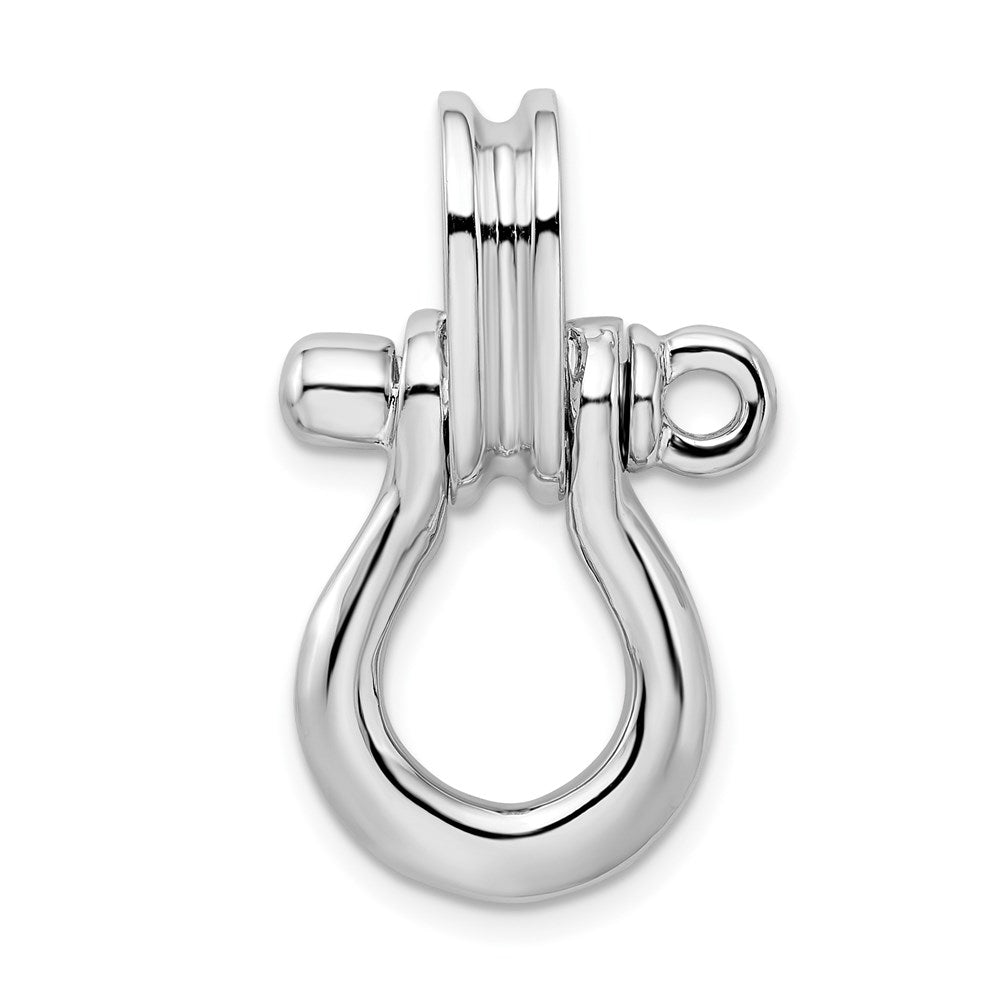 Sterling Silver Rhodium-plated 3D Large Shackle Link w/Pulley Pendant