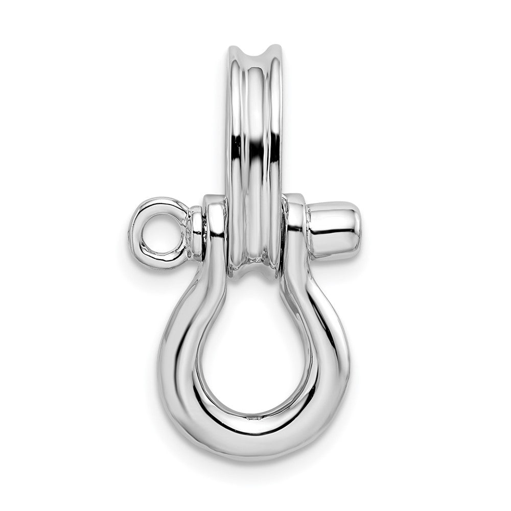 Sterling Silver Rhodium-plated 3D Medium Shackle Link w/Pulley Pendant