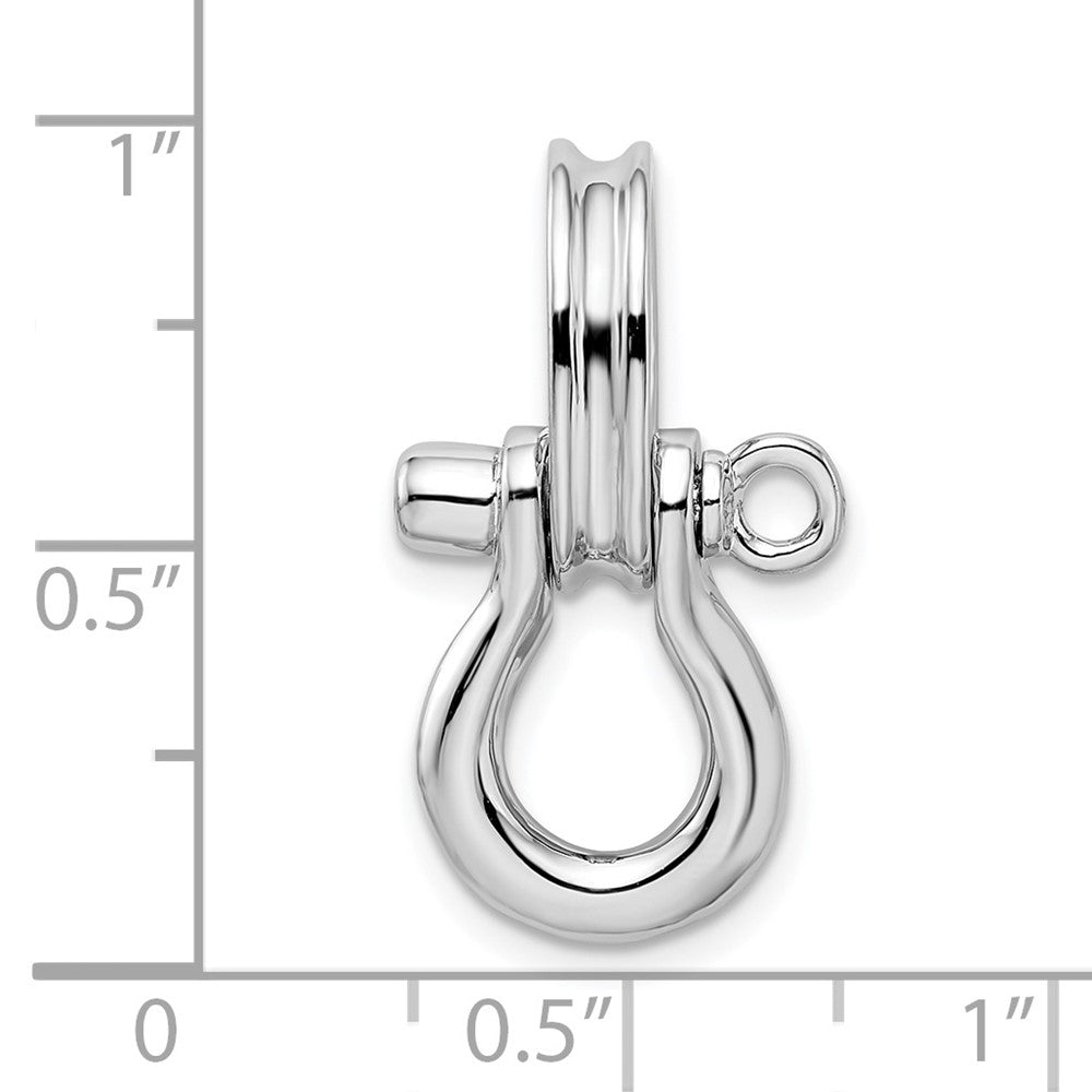 Sterling Silver Rhodium-plated 3D Medium Shackle Link w/Pulley Pendant
