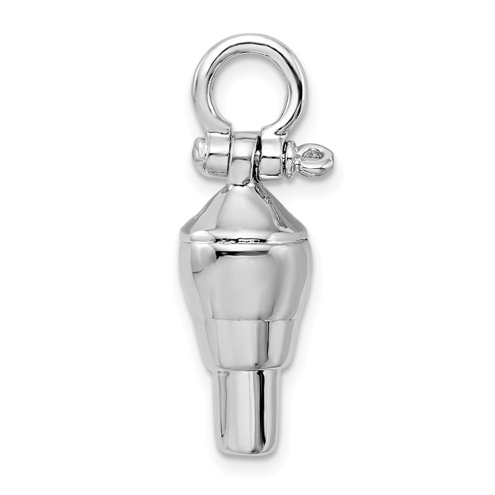 Sterling Silver Rhodium-plated Polished 3D Swivel w/Shackle Bail Pendant