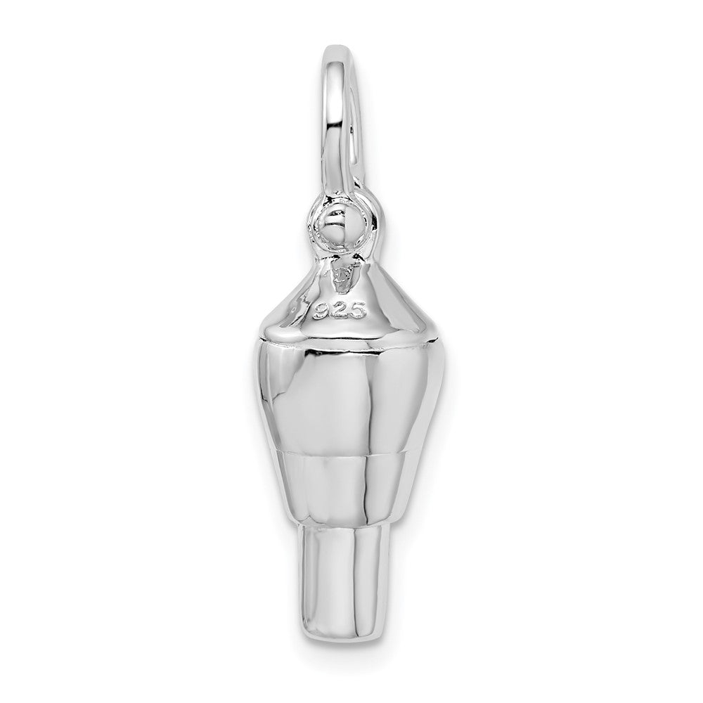 Sterling Silver Rhodium-plated Polished 3D Swivel w/Shackle Bail Pendant
