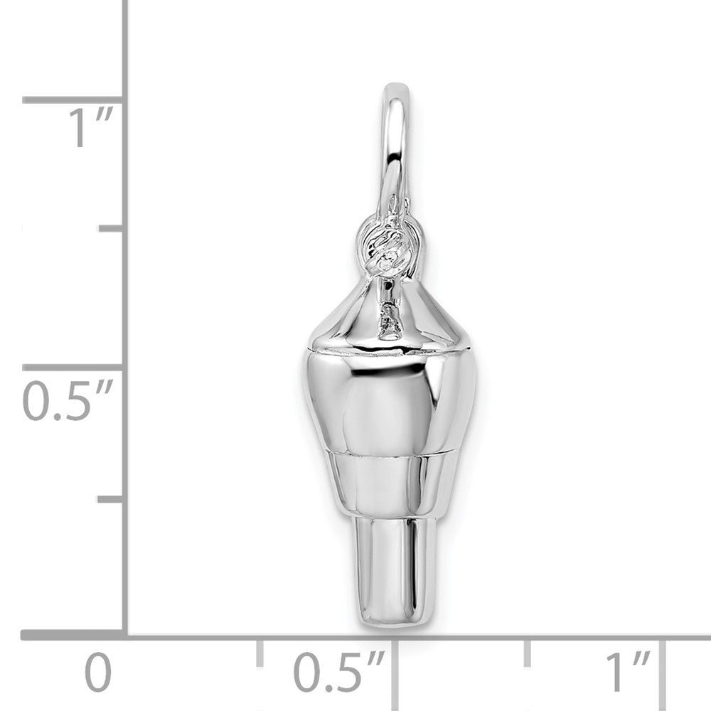 Sterling Silver Rhodium-plated Polished 3D Swivel w/Shackle Bail Pendant
