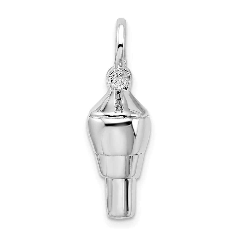Sterling Silver Rhodium-plated Polished 3D Swivel w/Shackle Bail Pendant