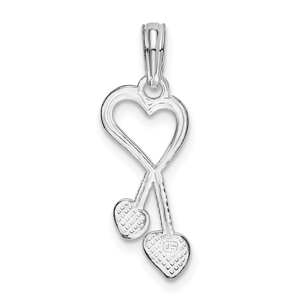 Sterling Silver Rhodium-plated Polished Cut-out Heart w/Tassel Pendant