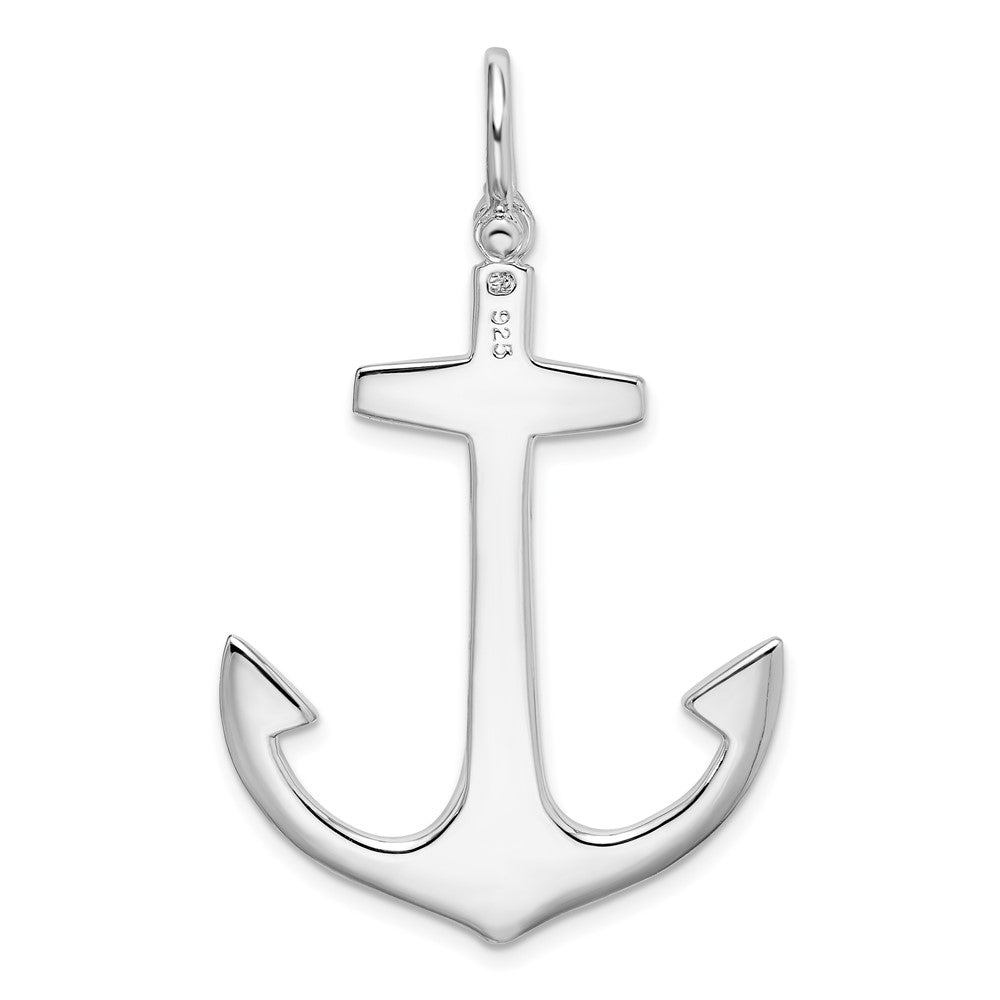 Sterling Silver Rhodium-plated Polished 3D Large Anchor Pendant