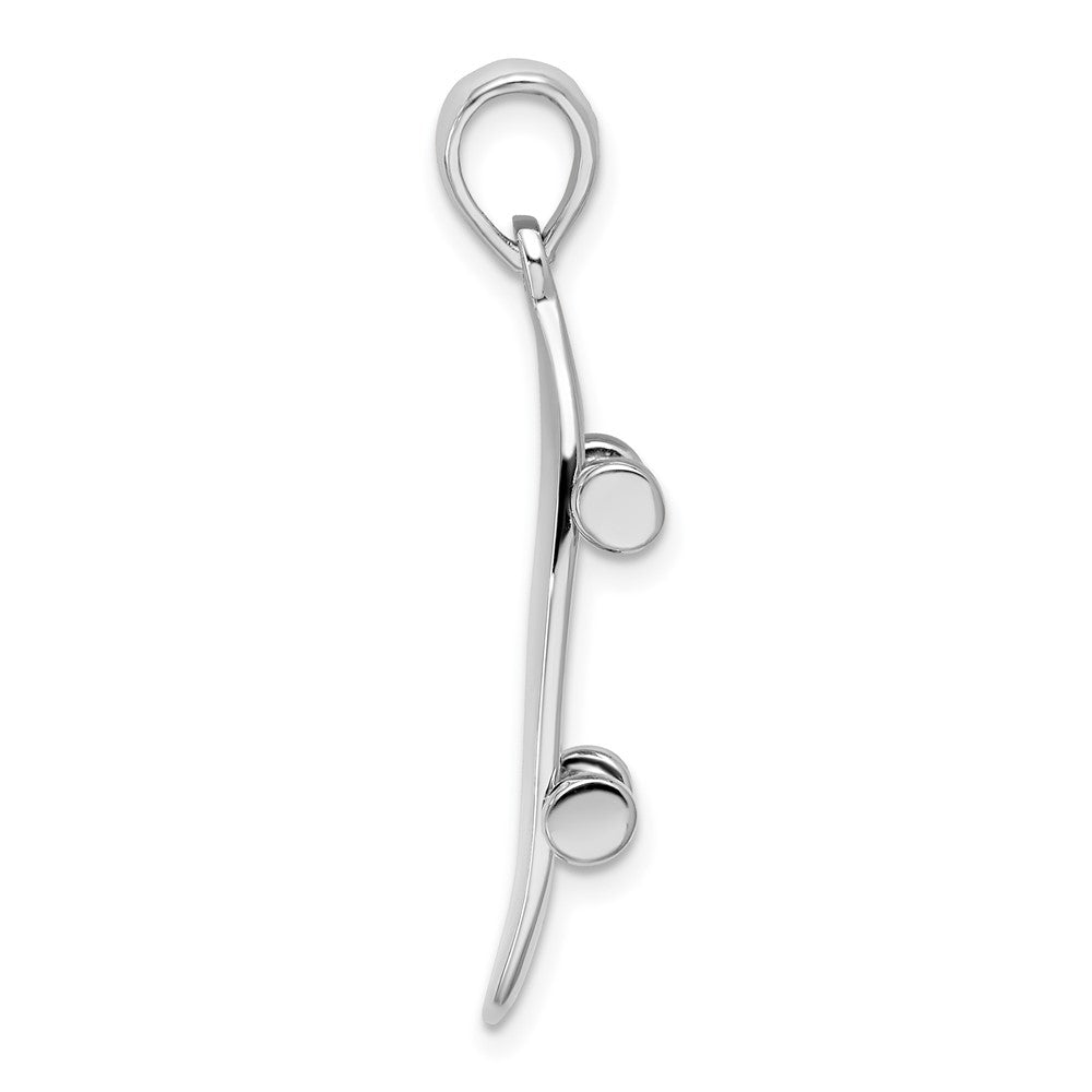 Sterling Silver Rhod-plated Polished Moveable 3D Skateboard Pendant