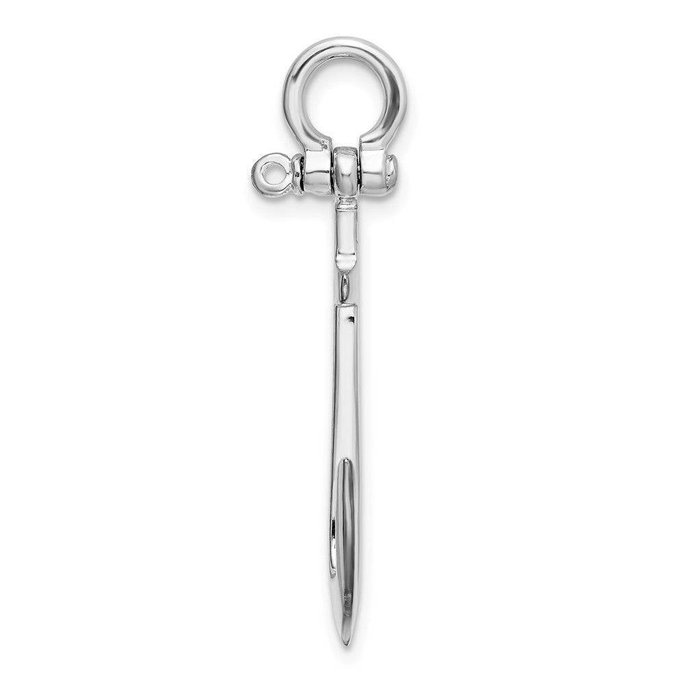 Sterling Silver Rhodium-plated Polished 3D Anchor Pendant