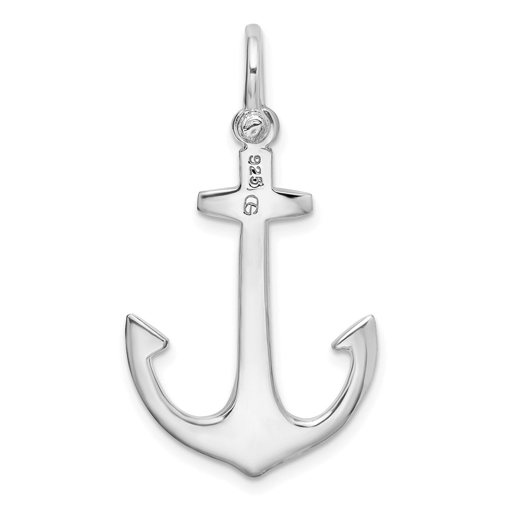 Sterling Silver Rhodium-plated Polished 3D Anchor Pendant