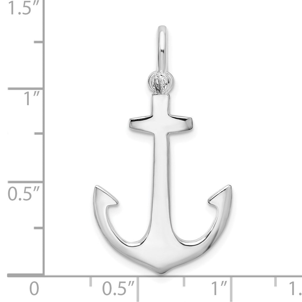 Sterling Silver Rhodium-plated Polished 3D Anchor Pendant