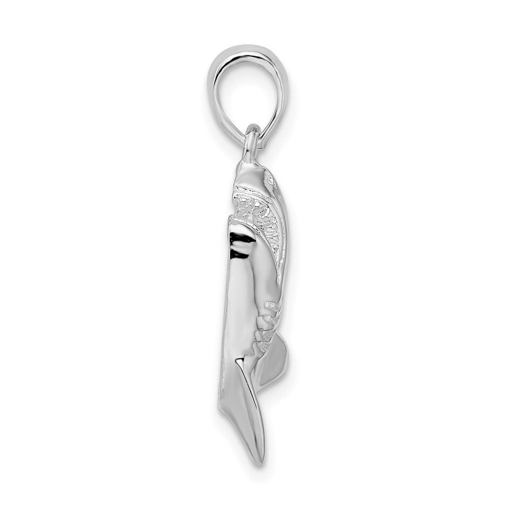 Sterling Silver Rhodium-plated Polished Jumping Shark Pendant