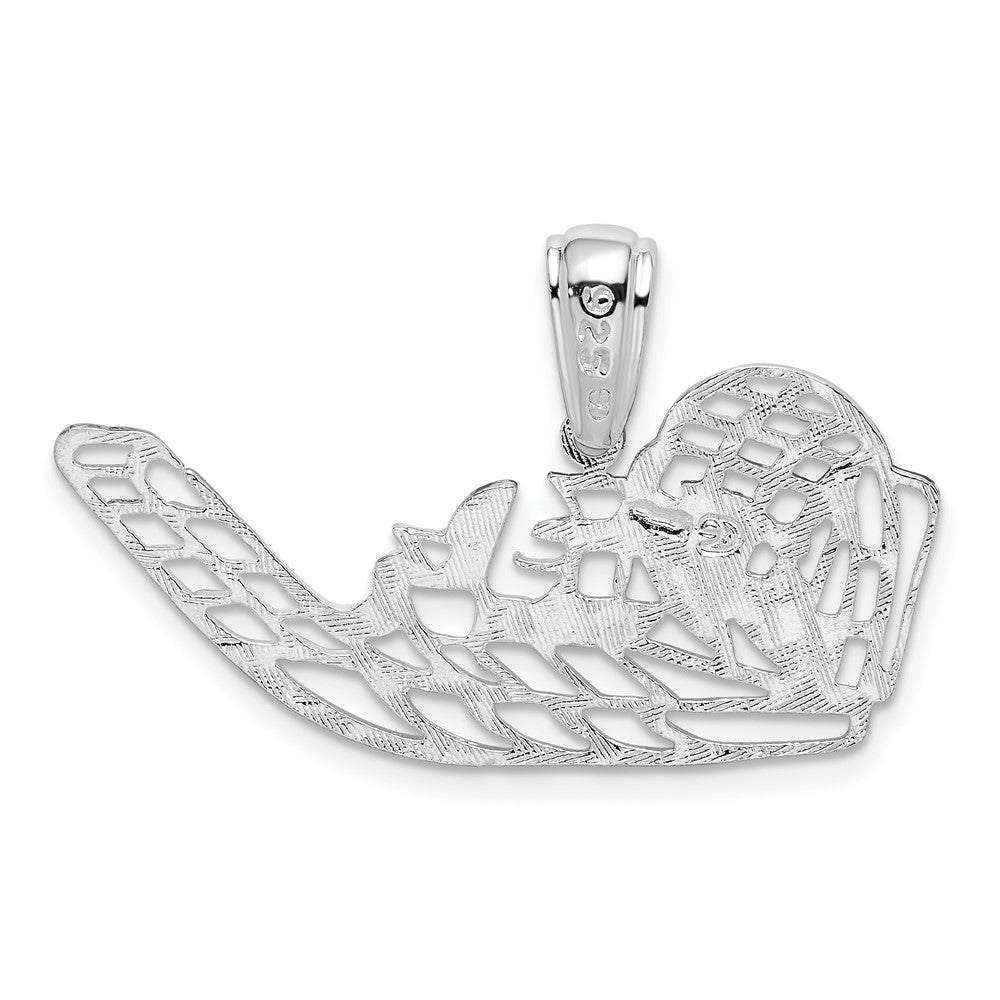 Sterling Silver Rhodium-plated Polished Cut-out Flat Airboat Pendant