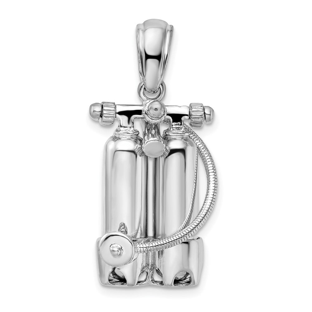 Sterling Silver Rhodium-plated Polished 3D Scuba Tanks w/Hose Pendant