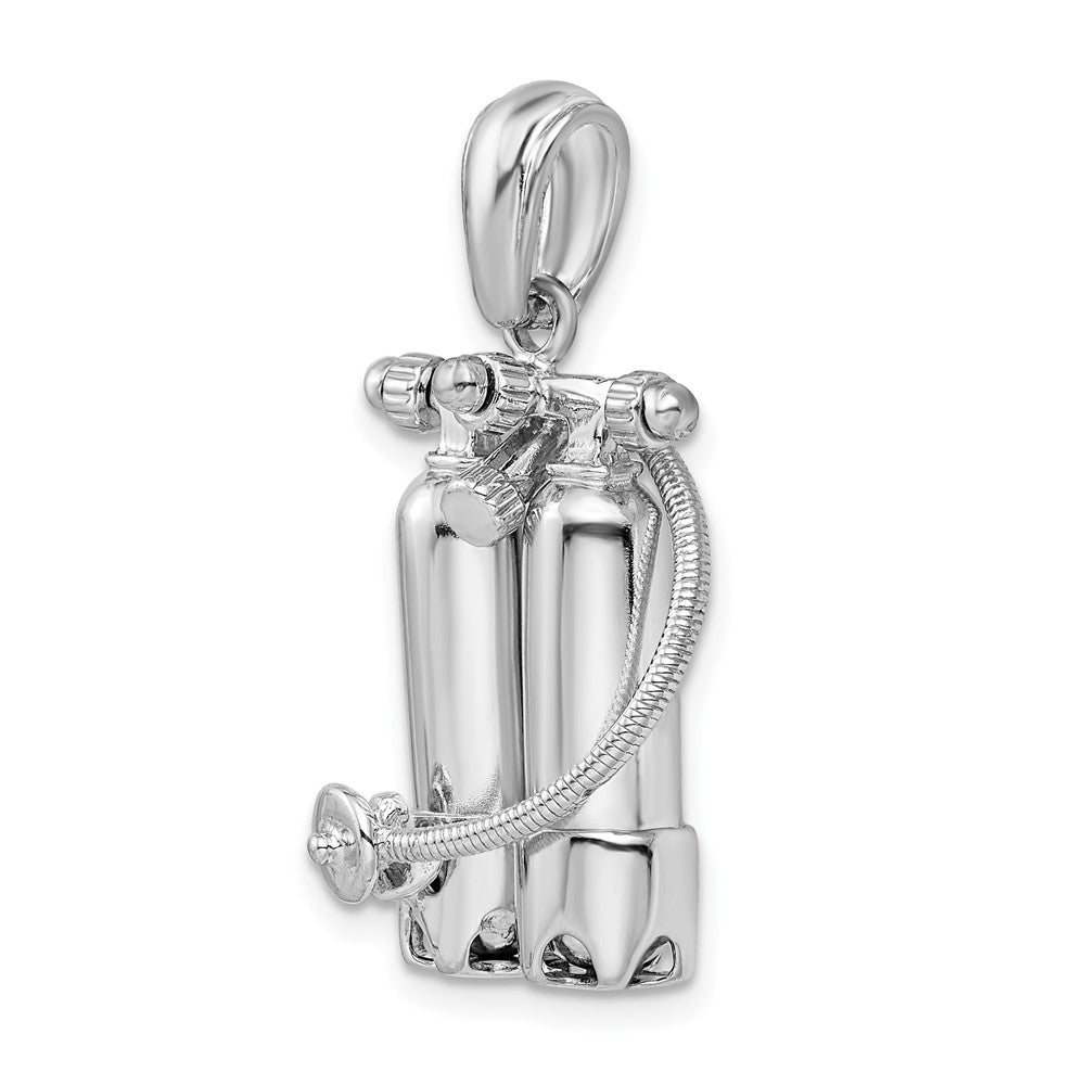 Sterling Silver Rhodium-plated Polished 3D Scuba Tanks w/Hose Pendant