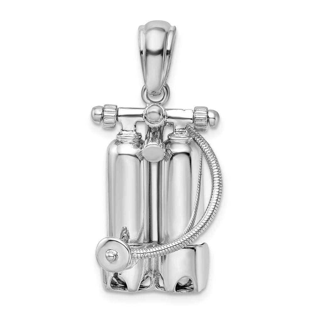 Sterling Silver Rhodium-plated Polished 3D Scuba Tanks w/Hose Pendant