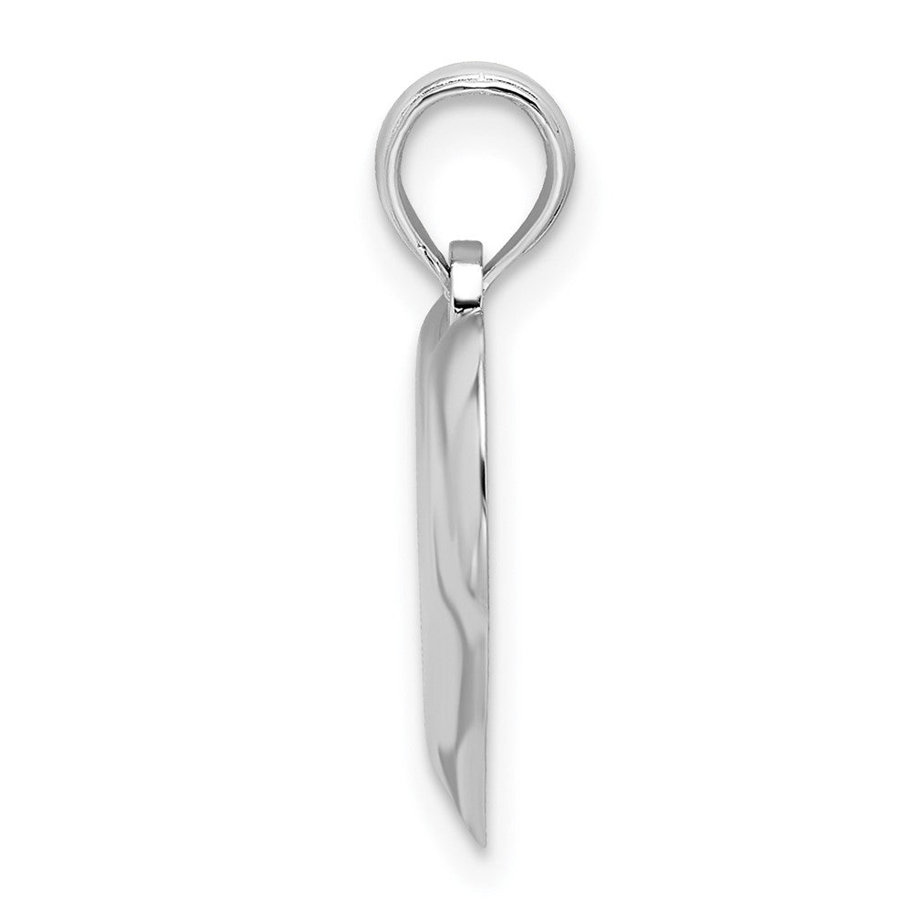 Sterling Silver Rhodium-plated Polished Teardrop Heart Pendant