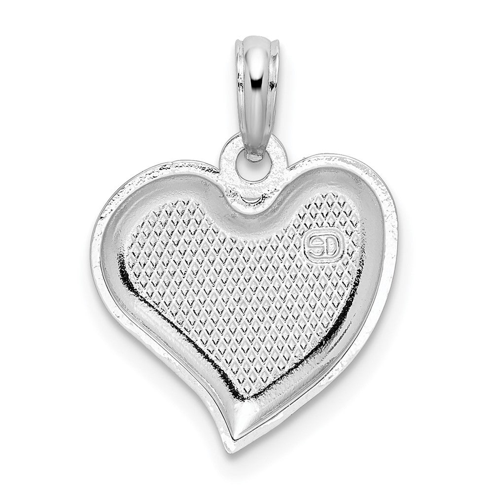 Sterling Silver Rhodium-plated Polished Teardrop Heart Pendant