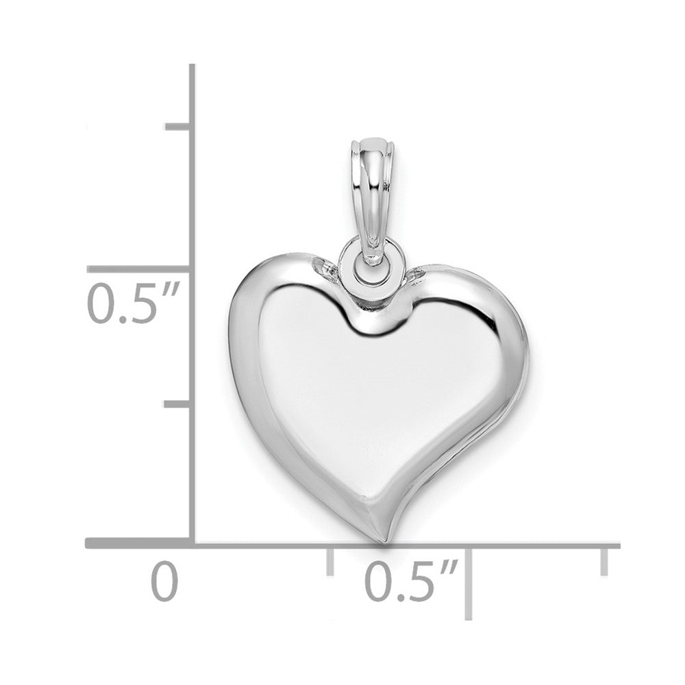 Sterling Silver Rhodium-plated Polished Teardrop Heart Pendant