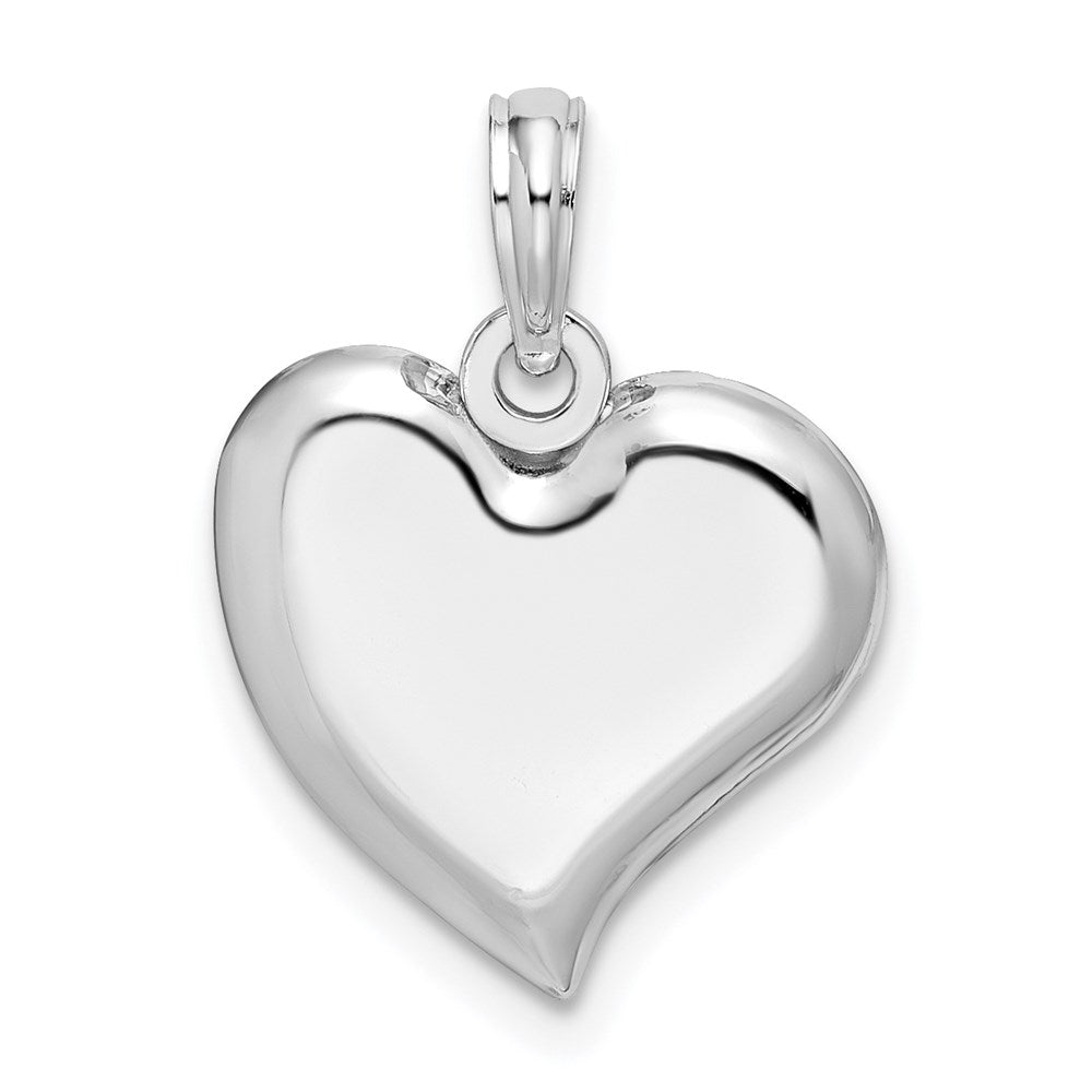 Sterling Silver Rhodium-plated Polished Teardrop Heart Pendant