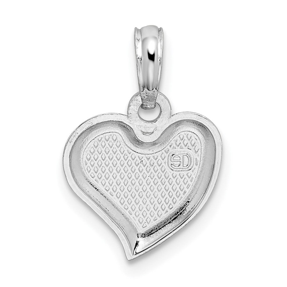 Sterling Silver Rhodium-plated Polished Small Teardrop Heart Pendant