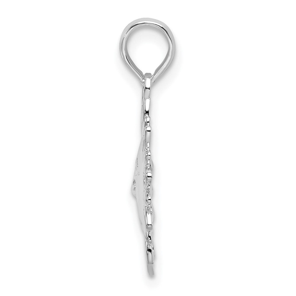 Sterling Silver Rhodium-plated Polished Smiling Sun Pendant