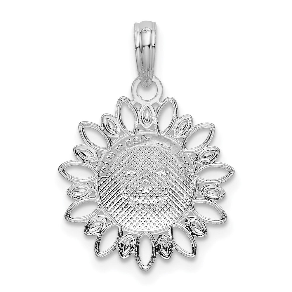 Sterling Silver Rhodium-plated Polished Smiling Sun Pendant