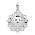 Sterling Silver Rhodium-plated Polished Smiling Sun Pendant
