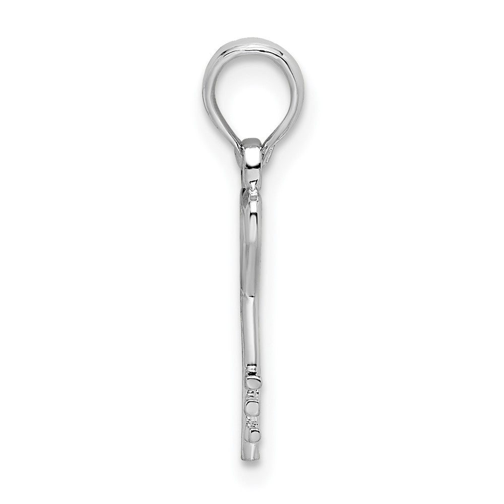 Sterling Silver Rhodium-plated Polished Key w/Heart Top Pendant
