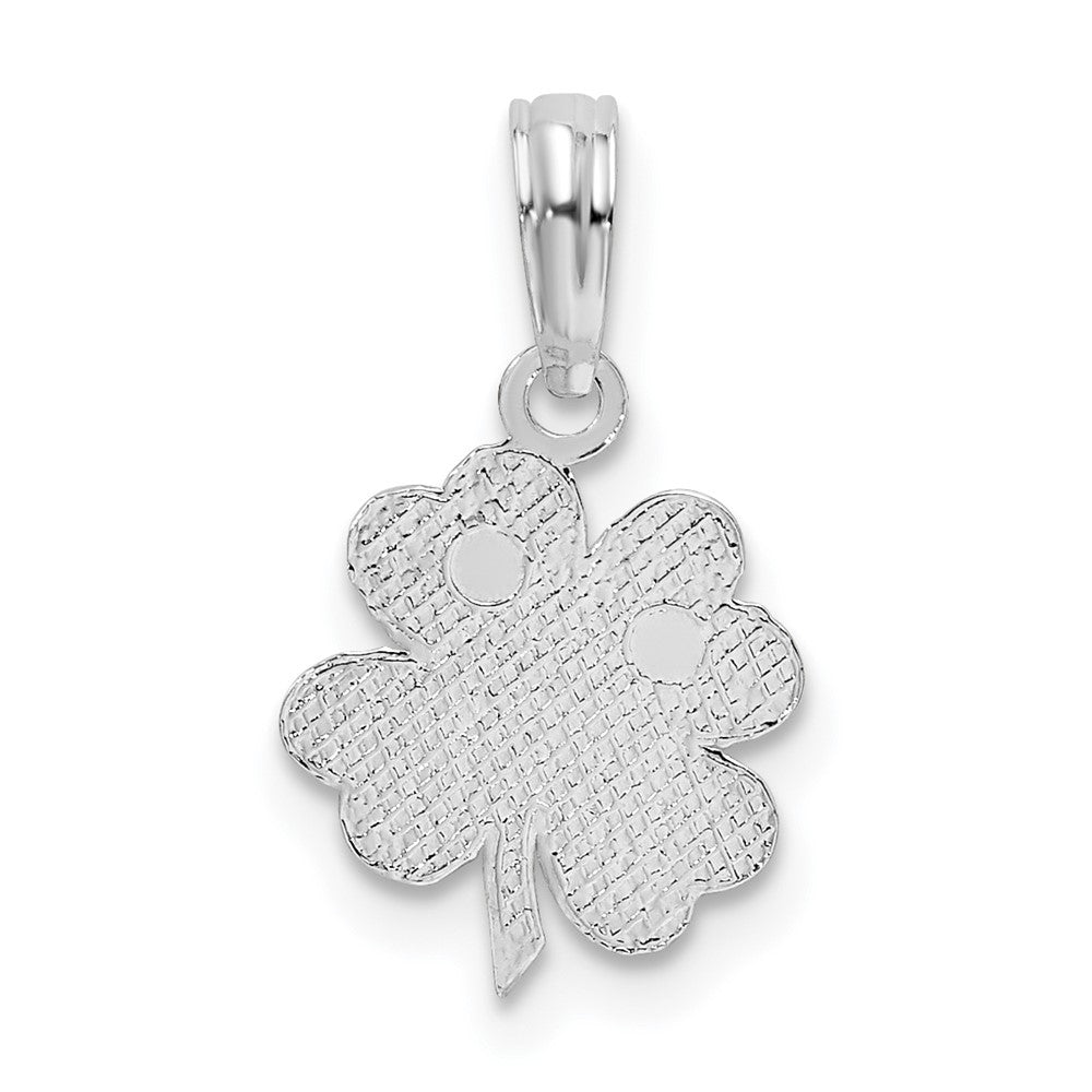 Sterling Silver Rhodium-plated Polished/Textured Shamrock Pendant