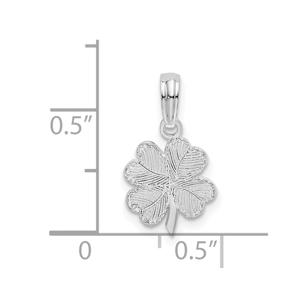 Sterling Silver Rhodium-plated Polished/Textured Shamrock Pendant
