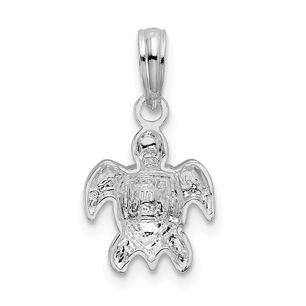 Sterling Silver Rhodium-plated Polished Mini Sea Turtle Pendant