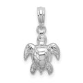 Sterling Silver Rhodium-plated Polished Mini Sea Turtle Pendant