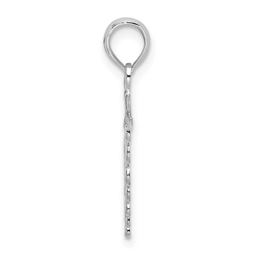 Sterling Silver RH-plated Polished Cut-out Caduceus Pendant