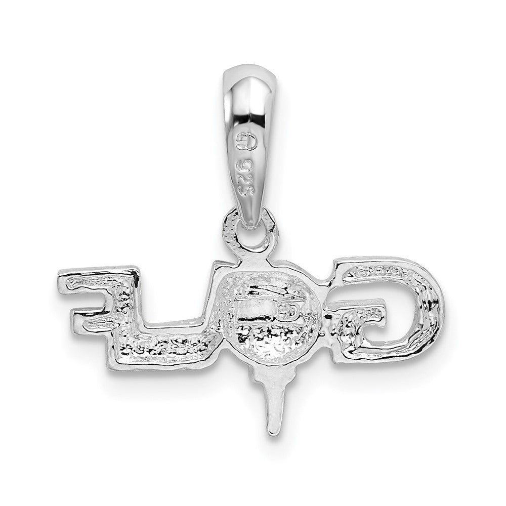 Sterling Silver Rhodium-plated Polished GOLF Tee and Club Pendant