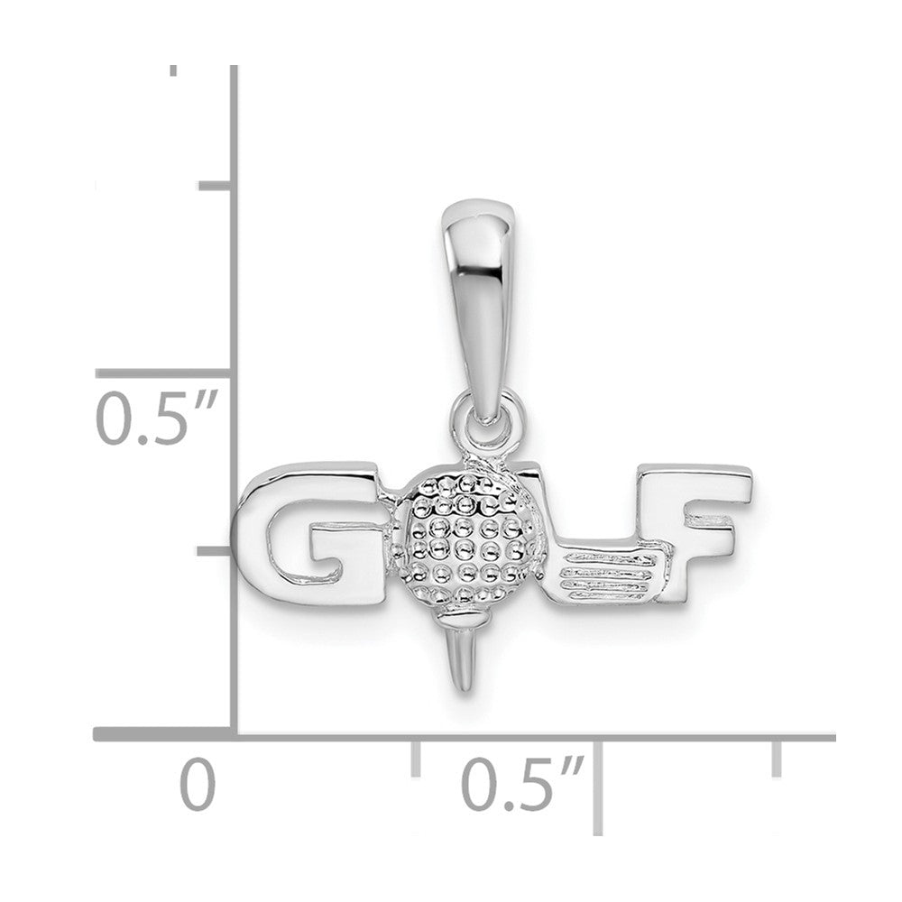 Sterling Silver Rhodium-plated Polished GOLF Tee and Club Pendant