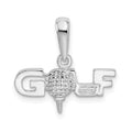 Sterling Silver Rhodium-plated Polished GOLF Tee and Club Pendant