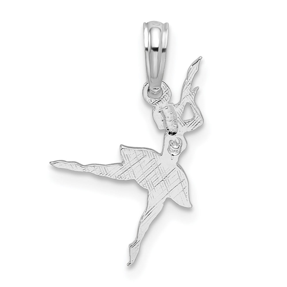 Sterling Silver Rhodium-plated Polished Small Ballerina Pendant