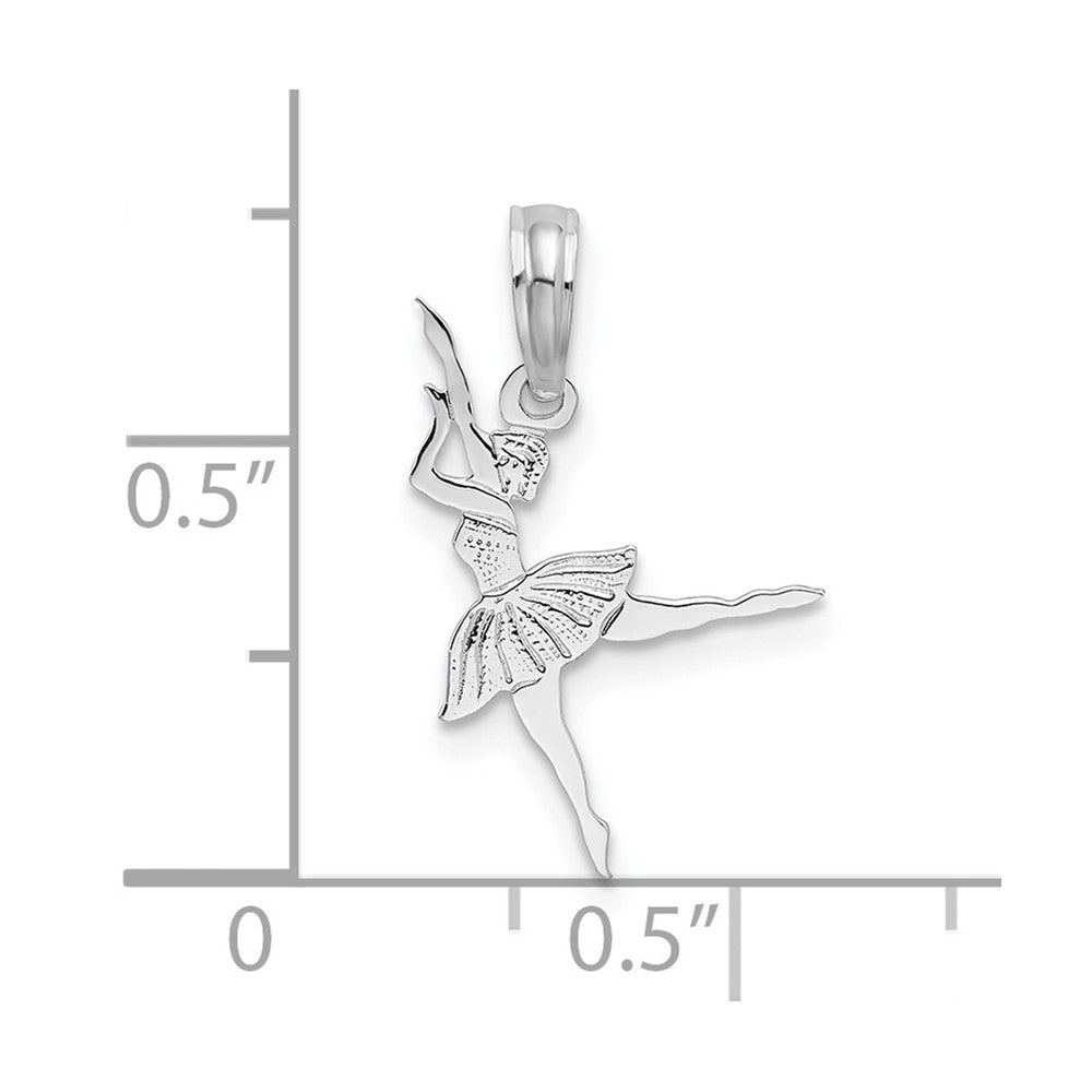 Sterling Silver Rhodium-plated Polished Small Ballerina Pendant