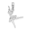 Sterling Silver Rhodium-plated Polished Small Ballerina Pendant