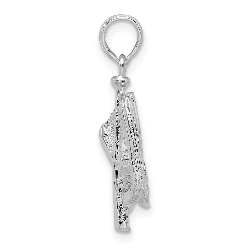 Sterling Silver Rhodium-plated Polished 3D Baseball/Bat/Glove Pendant