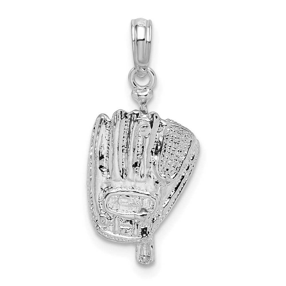 Sterling Silver Rhodium-plated Polished 3D Baseball/Bat/Glove Pendant
