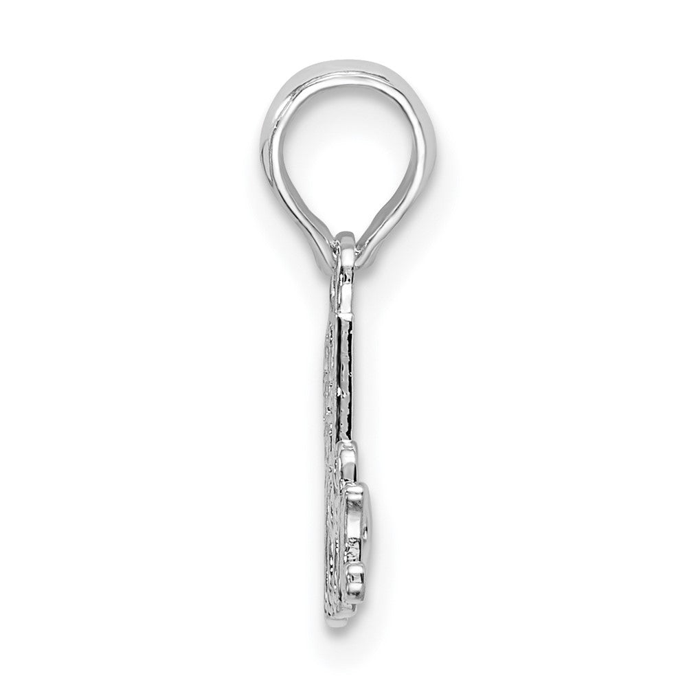 Sterling Silver Rhodium-plated Polished #1 MOM Script Pendant