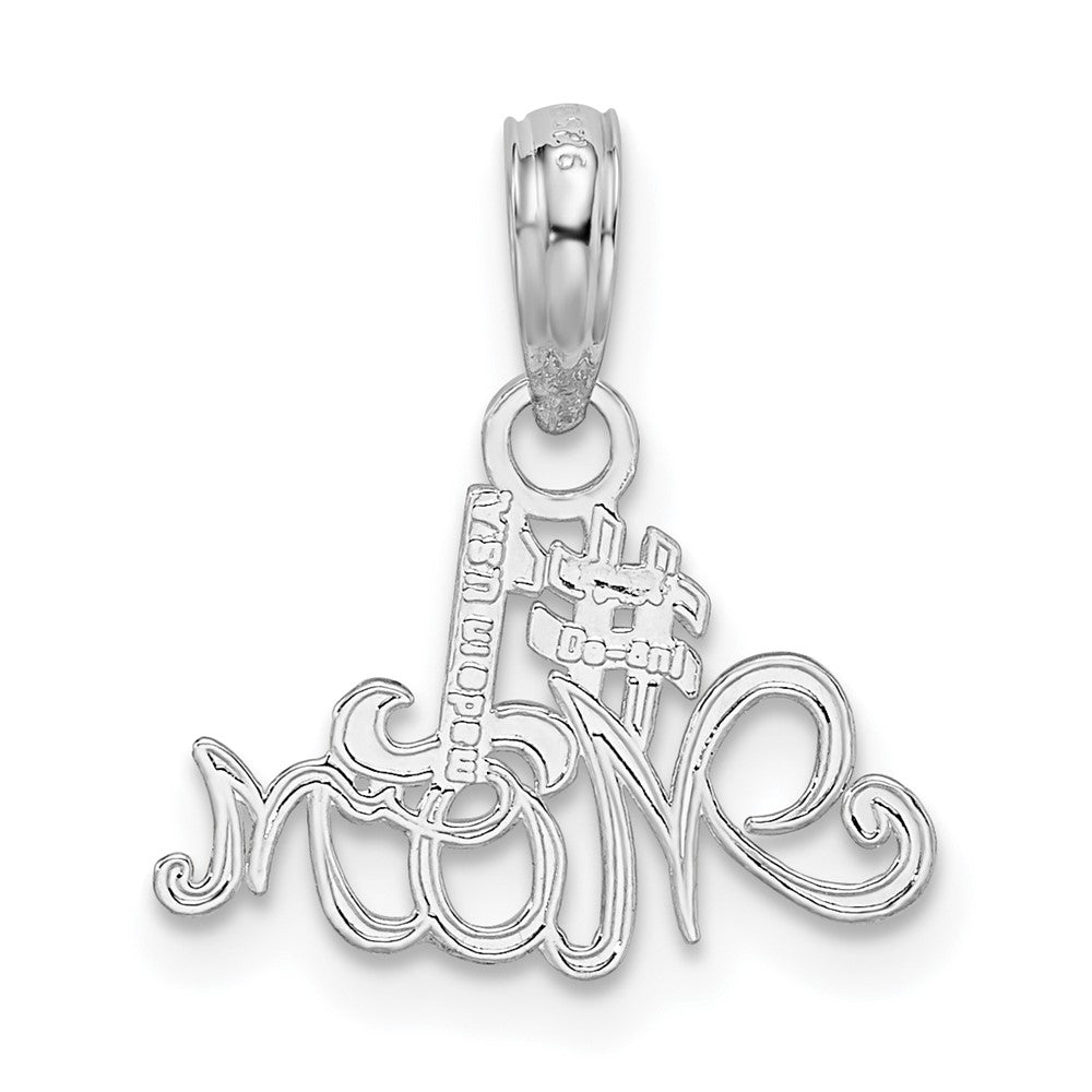Sterling Silver Rhodium-plated Polished #1 MOM Script Pendant
