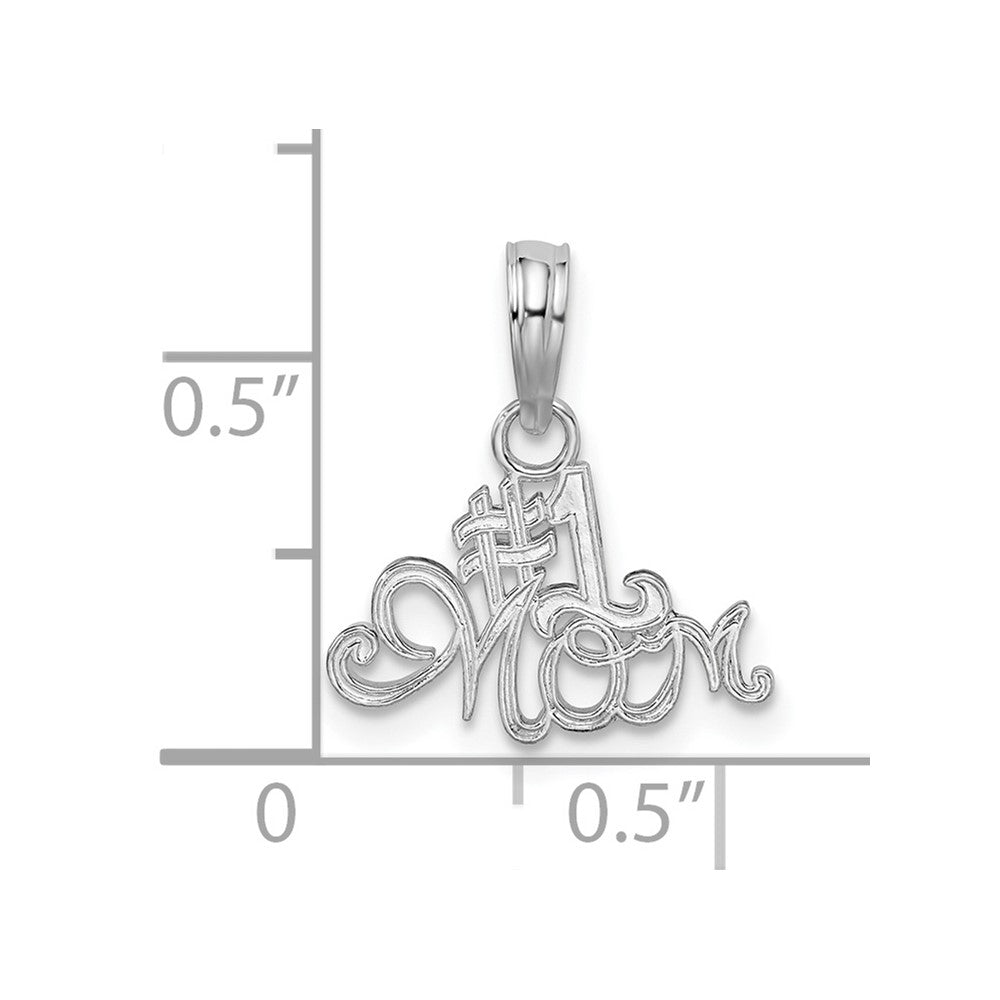 Sterling Silver Rhodium-plated Polished #1 MOM Script Pendant