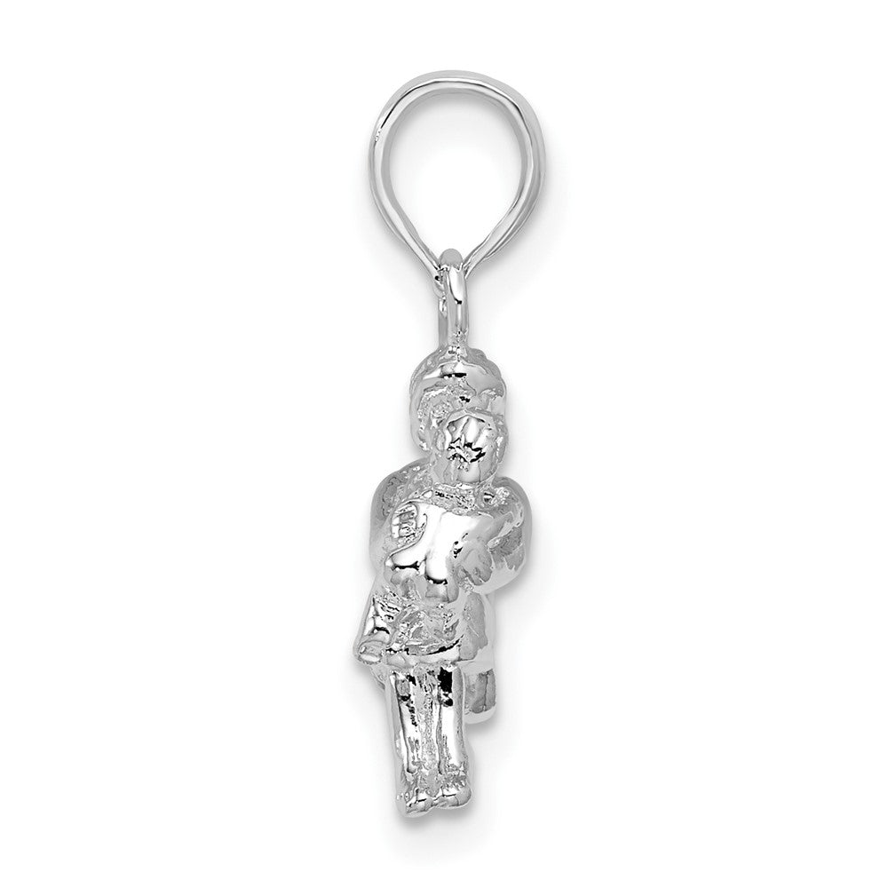 Sterling Silver Rhodium-plated Polished 3D Mother and Baby Pendant