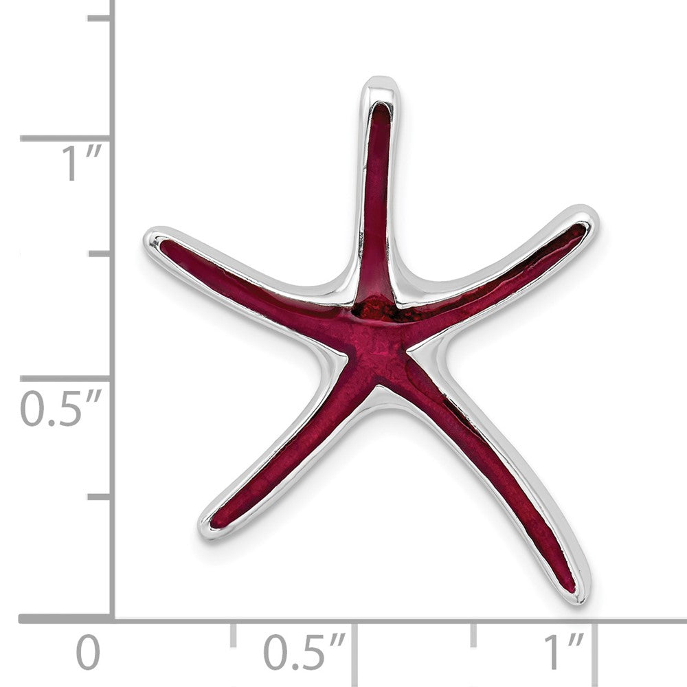 Sterling Silver Rhodium-plated Polished Enameled Dancing Starfish Slide
