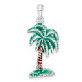Sterling Silver Rhodium-plated Polished Enameled Palmetto Pendant