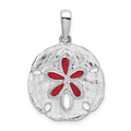 Sterling Silver Rhodium-plated Polished Enameled Sand Dollar Pendant