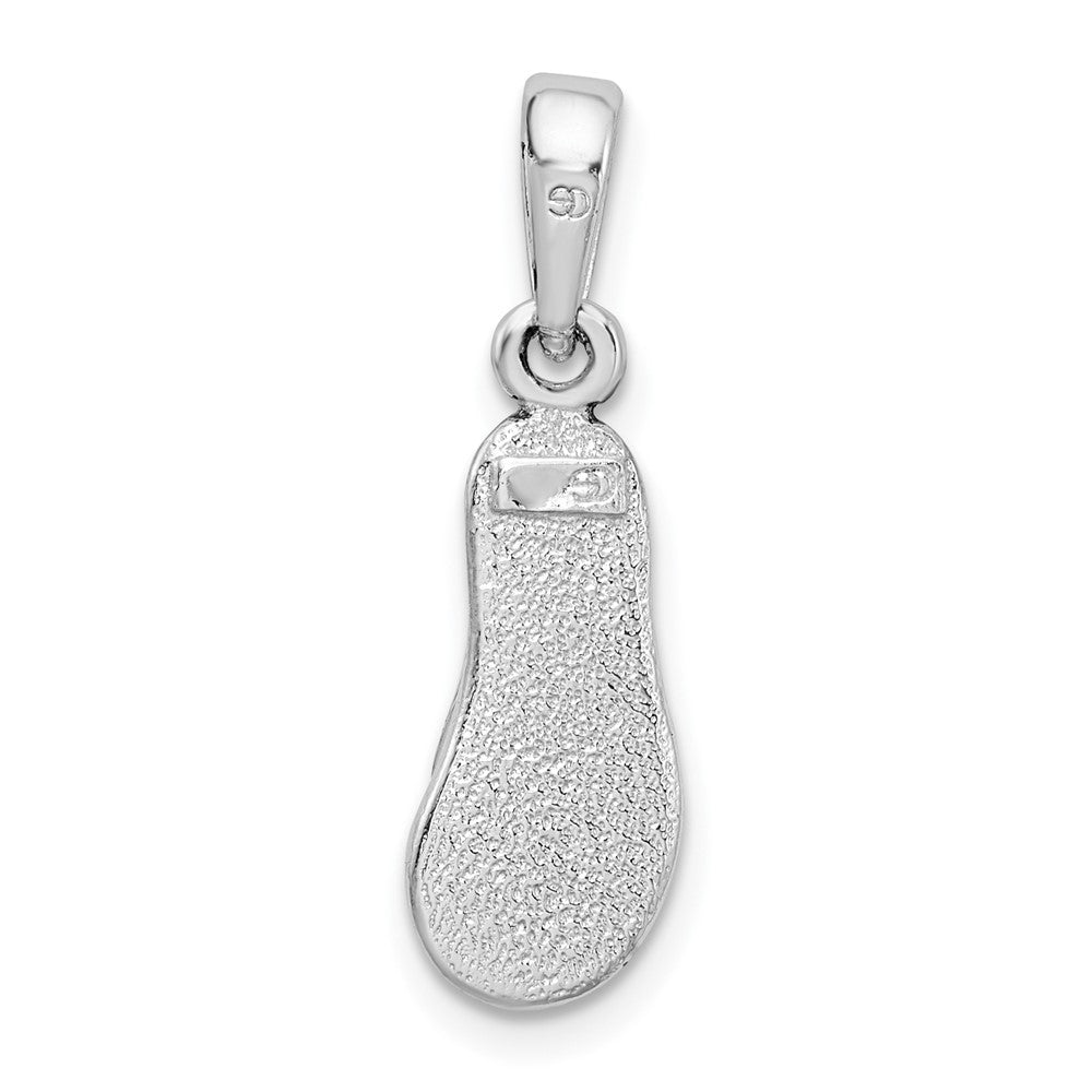 Sterling Silver Rhodium-plated Enameled Pink Flip-flop Pendant