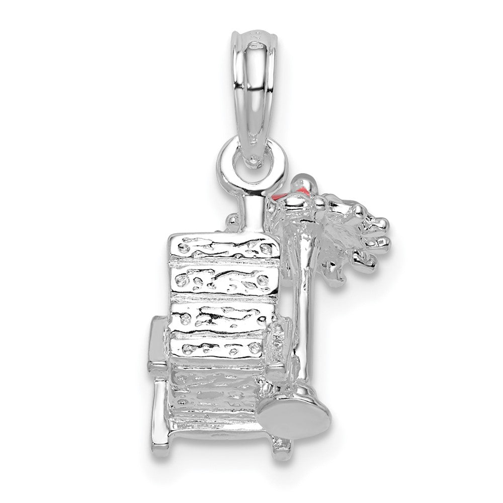 Sterling Silver Rhodium-plated 3D Enameled Beach Chair Pendant