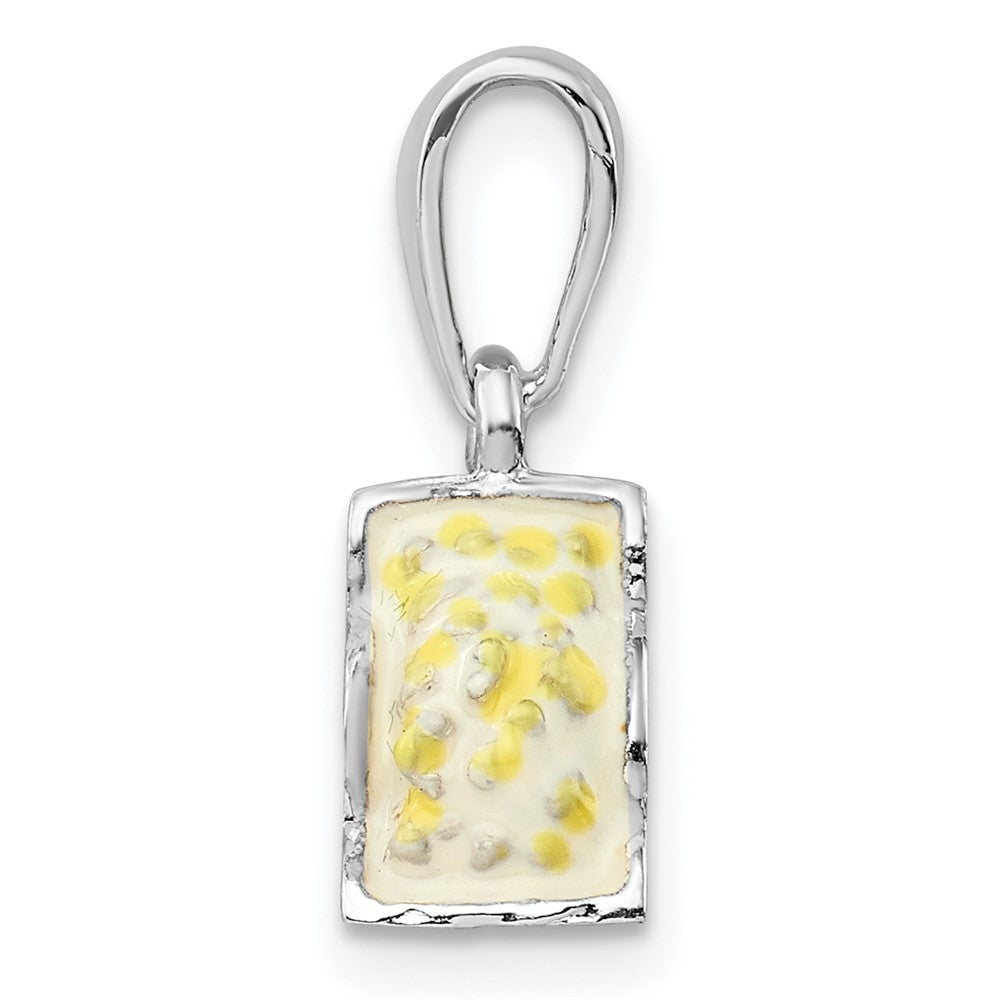 Sterling Silver Rhodium-plated 3D Enameled Bag of Popcorn Pendant